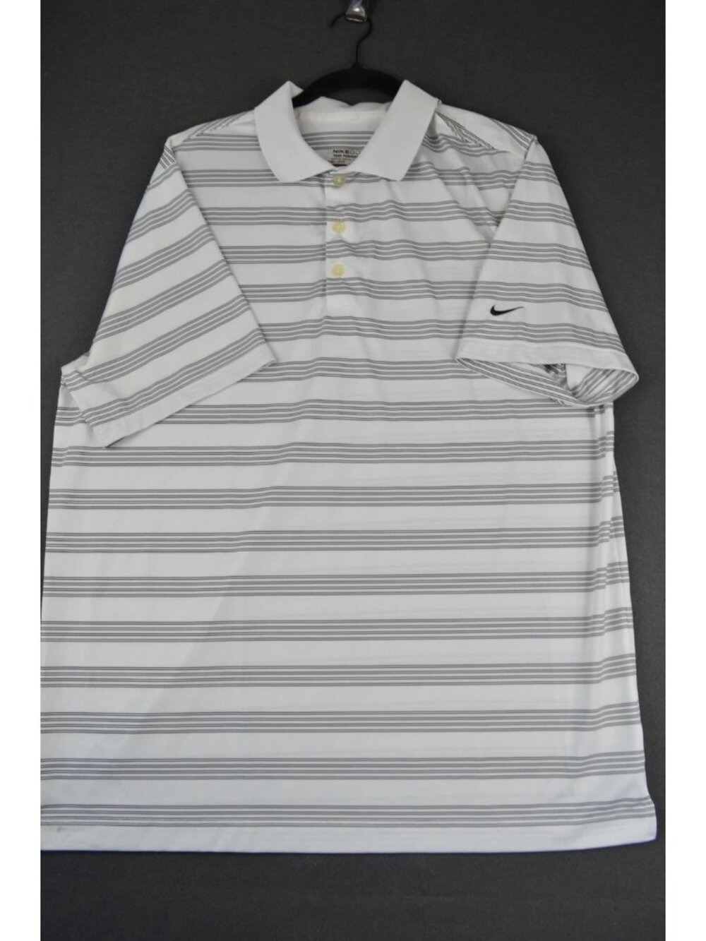 Nike Golf Dri-Fit Mens White Polo Shirt Striped Swoosh Logo Tour Performance XL